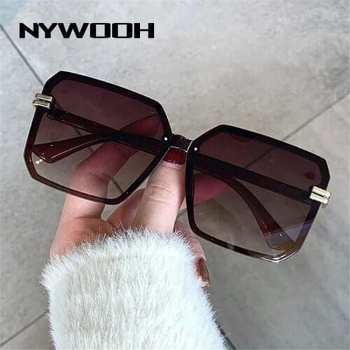 NYWOOH Vintage Square Men Sunglasses Women Brand Oversized Sunglass Mens Woman Retro Black Sun Glasses for Ladies Shades Goggle