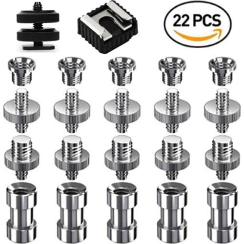 Camera Screw 21/22 Pcs 1/4 Inch and 3/8 Inch Converter Threaded Screws 1/4 Set Adapter Mount Camera Ball Head Set for Camera