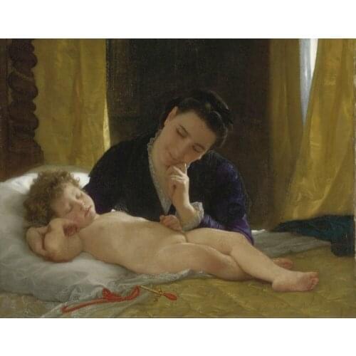 Handmade Oil painting reproduction Jeune mere contemplant son enfant by William Bouguereau