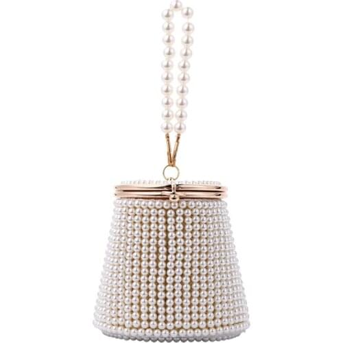 Ladies Evening Bag Beaded Clip-on Clutch Pearl Wedding Bridal Handbag Party Small Wallet