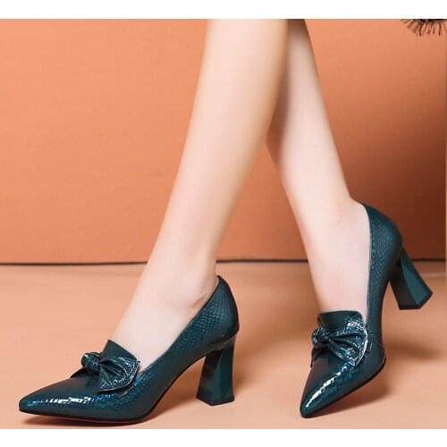 2021 new women shoes fashion pu high heels light color classic ladies loafers versatile office ladies party basic womens shoes