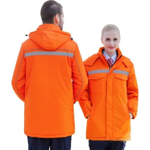 Winter Thicken Cotton Padded Warm Working Clothing Jacketcoat Workshop Auto Repair Hooded Overcoat Wear-resistant worker uniform