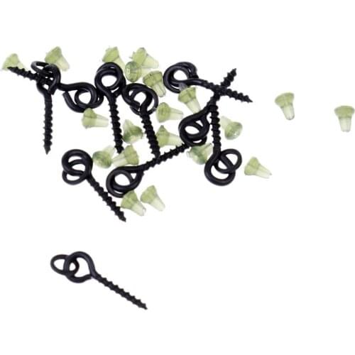 10Pcs Bait Screws with Rings + 20Pcs Hook Stops Stopers Carp Fishing Tackle Chod Rigs