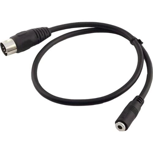 1x Din MIDI 5 Pin Male Plug to 3.5mm Stereo Female Socket Audio Connector Cable Nickel Plated 50cm