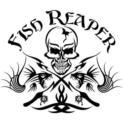 35cm Fish Reaper Skull Tribal Fishing Vinyl Car-Styling Stickers Decals Decor