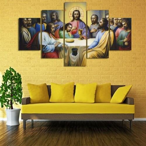 5 Pcs Canvas Wall Art Print Jesus The Last Supper Painting Art Home Decor Canvas Art Print Painting on Canvas No Framed