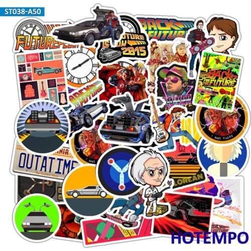 50pcs Classic Movie Back To The Future Style Mixed Decals Stickers Pack for DIY Phone Laptop Luggage Skateboard Bike Car Sticker