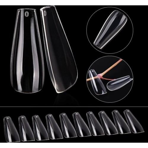 600pcs New Ballet Long False Nail Fully Attached Ballet FalsecsNail Coffin Armor Invisible Nails Nail Art Manicure Tool