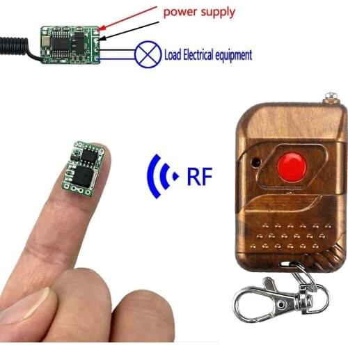 Wireless remote control switch Mini small 433mhz rf transmitter receiver 3.7v 5v 6v 9v 12 Battery power circuit micro Controller