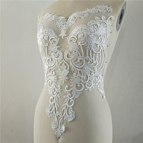 Big wedding dress bodice lace Applique Embroidery lace Applique Lace motif lace patch DIY big Wedding dress lace