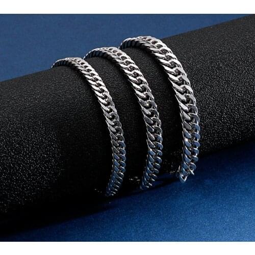 5/6.5/7mm Width 2020 Wholesale Stainless Steel Mens Bracelet Gift Men Male Cuban Link Chain Hand Accessories Man Chain Bracelet