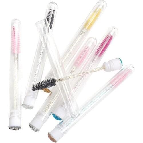 Diamond eyebrow brush tube disposable eyelash brush Reusable Crystal Eyelash brush replaceable dust-proof Sparkling Bling