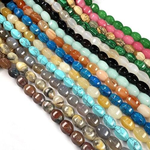 Natural Stone Beads Rice Shape Crystal Agates Amethysts Scattered Stone Charms for Jewelry Making Necklace Bracelet Gift