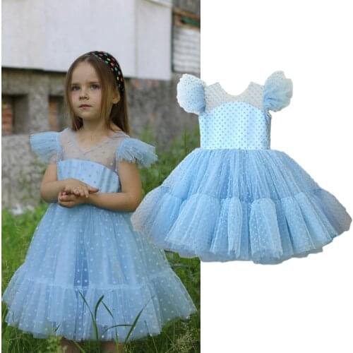 Flower Girl Wedding Dress Tutu Kids Dresses For Girl Party Dress Children Prom Gown Teens Girls Polka Dots Frocks 4 8 10 Year