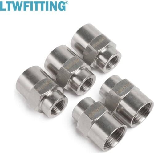 LTWFITTING Stainless Steel 316 BSP Pipe Fitting 1/2-Inch x 1/4-Inch Female BSPP Reducing Coupling Boat Air Fuel