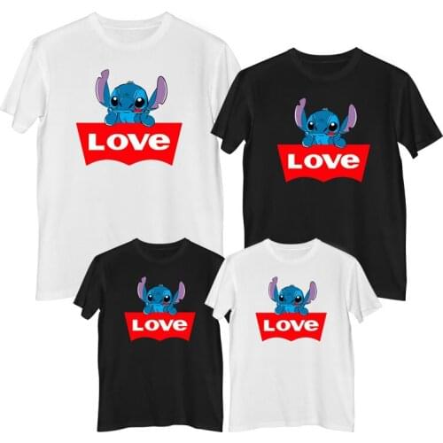 Disney Lilo & Stitch T-shirt 100% cotton mother and daughter out Ladies clothing mother and daughter clothes dad Kids clothes