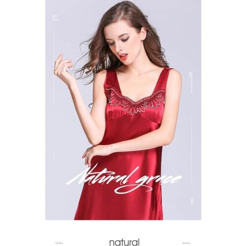 Ms summer sexy silk nightgown ice silk summer lace sleeveless loose big yards