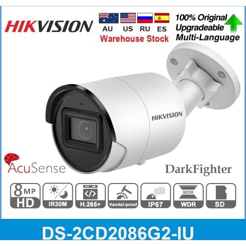 Hikvision DS-2CD2086G2-IU POE IP Camera 8MP Bullet Network CCTV IPC SD Card MIC 4K H.265+ 4 Smart Event Face Detect AcuSense