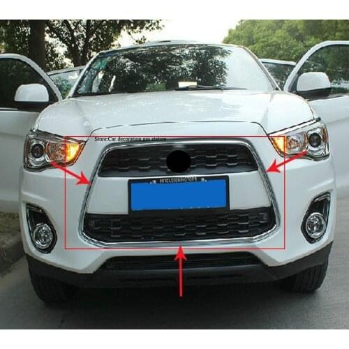 FOR Mitsubishi ASX 2013-2014 ABS Chrome Front Grille Around Trim Racing Grills Trim 2013-14