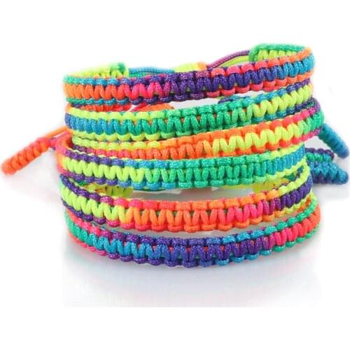 Colorful Rainbow Thread Buddhist Bracelets & Bangles Women Men Love Lucky Braided Tibetan Bracelet Handmade Knot Jewelry pulsera