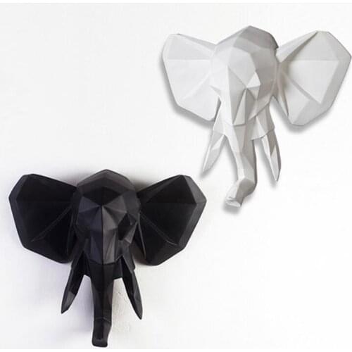 NORDIC CREATIVE RESIN ELEPHANT HEAD VINTAGE STATUE HOME WALL DECOR CRAFTS ELEPHANT HEAD WALL DECORATION ANIMAL FIGURINES