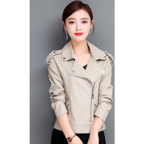 New Black Short Loose Leather Jacket Autumn Winter Soft Faux Leather Women Jackets Streetwear Casual Outwear Ladies Biker Coats