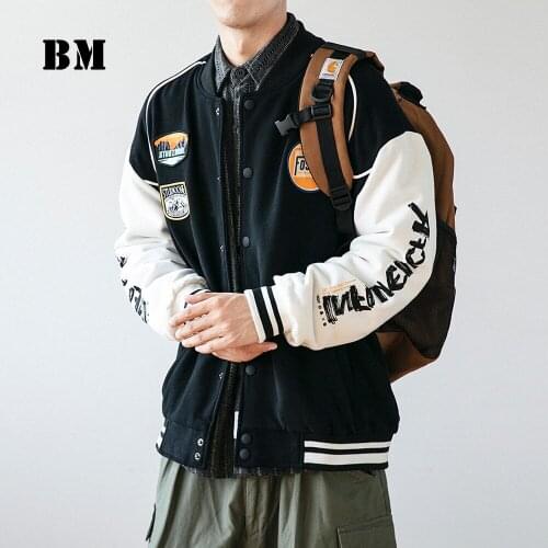 Hip Hop Fashion High Quality Patchwork Baseball Uniform 2021 Spring Streetwear Korean Label Jacket Men Clothing Harajuku Tops