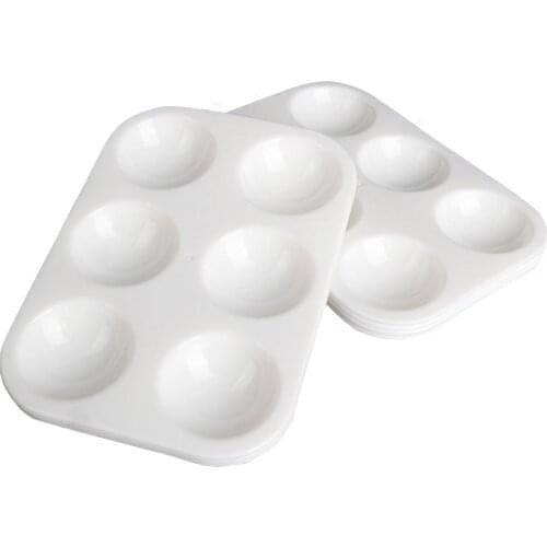 25pcs Makeup Drawing 6 Well Rectangular Tray Art Supplies Pigment Plastic Paint Palette Artist Watercolor Pallets Painting Tool