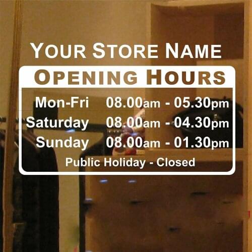 Custom Opening Trading Hours Shop Wall Sticker Cafe Nail Hair Barber Salon Shop Wall Decal Vinyl Decor