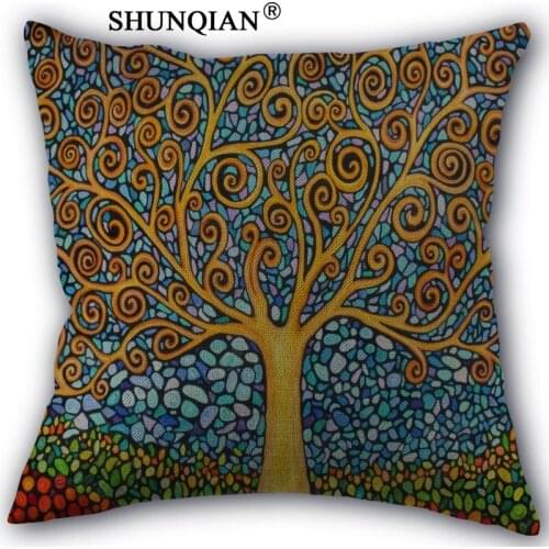 Tree of life art Pillowcase Cotton Linen Square Zippered Pillow Cover Unique Design Customize Your Picture 45x45cm one side
