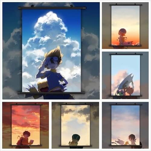 Print Canvas Poster Home Decoration Digimon Adventure Mural Wall Artwork Picture Japanese Anime Plastic Scroll Hanging Painting