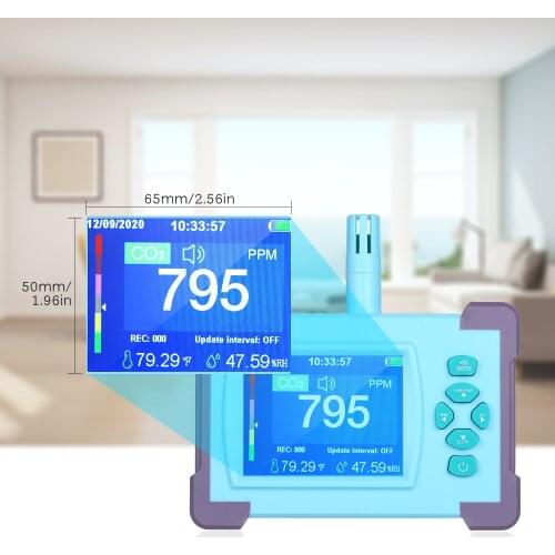 Carbon Dioxide Sensor Detector CO2 Meter Sensor with Rechargeable Battery Portable CO2 Tester Air Quality Monitor Air Analyzer