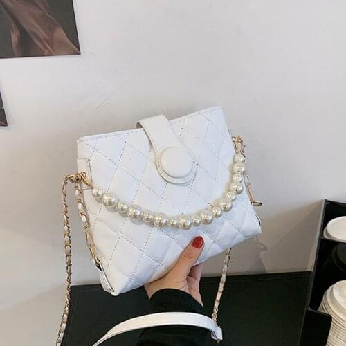 Casual Small Capacity Handbags For Women 2021 Soft Leather Female Bucket Designer Crossbody Bag Plaid Lady Small Purse