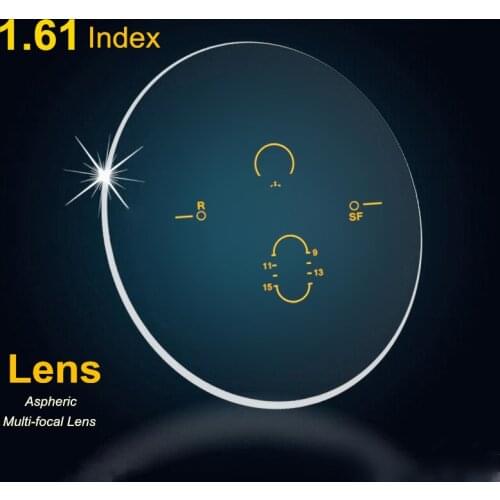 1.61 Index Interior Progressive Lenses Free Form Multi Focal Lens Aspheric Resin Prescription Lenses With Green Coating 2PCS