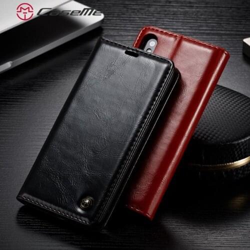 CaseMe Luxury Smooth Retro PU Leather Card Slot Stand Wallet Case For iPhone X 8 7 6 6s Plus 5 5s SE Phone Cases Cover Back Case