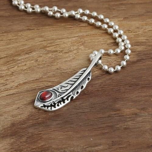 S925 Sterling Silver Takahashi Goro Handmade Jewelry Retro Thai Silver Handmade Feather Male And Female Pendants