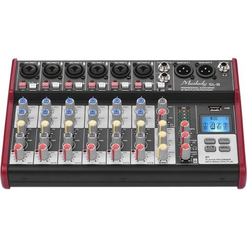 SL-8 Portable 8-Channel Mixing Console Supports BT Connection USB MP3 Player for Recording DJ Network Live Broadcast Karaoke
