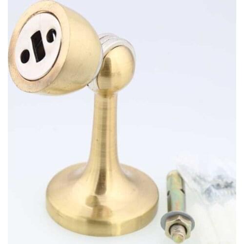 Modern simple zinc alloy stong magnetism door stopper stain brass door stops with screw brushed gold room door stops top quality