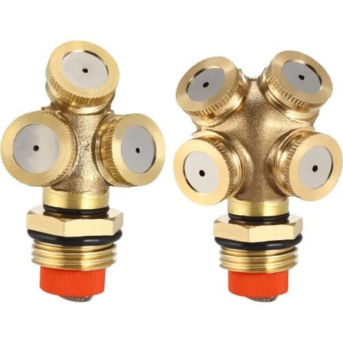 Uxcell 1pcs Misting Spray Nozzle 1/2BSPF Brass 3 Holes Garden Sprinkler Irrigation Connector Fitting w Adapter FilterMesh