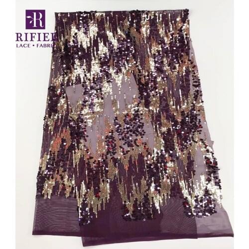 High Quality 20K9 Wedding Dress Fabric New Senegal Sequins Mesh Lace Purple Color Noble Lady Dress Lace Guipure Tulle Material