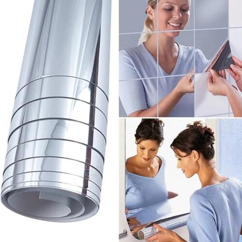 High quality Mirror Wall Sticker Reflective Self-adhesive DIY PET Crystal Mirror Wall Decals Waterproof