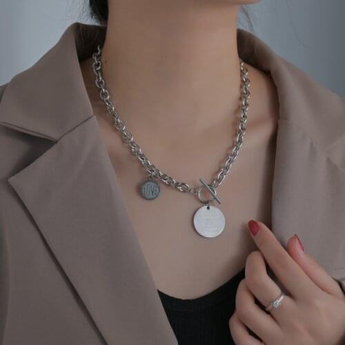 YWSHK 2021 NEW Minimalist Casual Neck Chain Necklaces for Women Round Pendants Hiphop Female Fashion Jewelry Necklace Naszyjnik