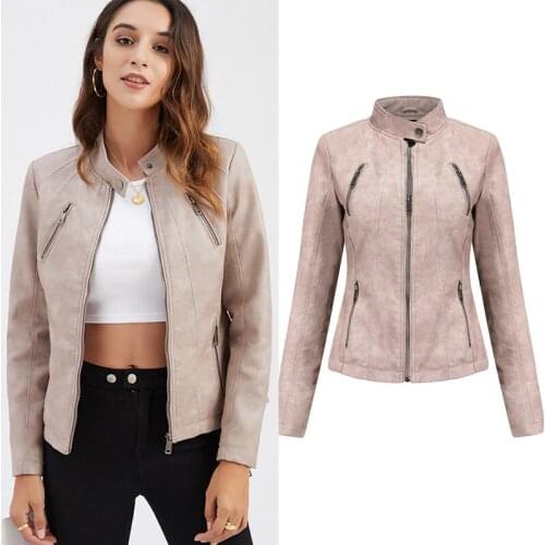 2021 New Fashion Women Autumn Winter Motorcycle Faux Leather Jackets Ladies Long Sleeve Biker PU Punk Streetwear Coats