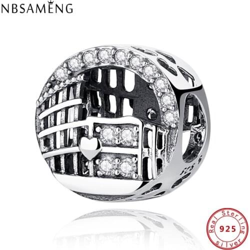 Authentic 100% 925 Sterling Silver 2021 Charms Roman Colosseum CZ Fit Original Bracelets Women DIY Gift Jewelry
