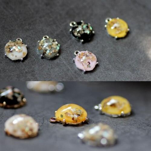 10pcs Alloy Korean Temperament Inlaid Shell Beads one-sided Earrings For Women Jewelry Bracelet Necklace Pendant Diy Accessories