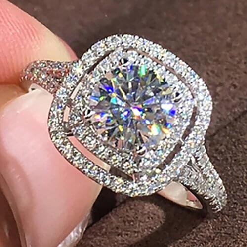 10K Au417 White Gold Women Wedding Party Engagement Ring 1 2 3 4 5 Carat Round Square Cushion Moissanite Diamond Ring Trendy