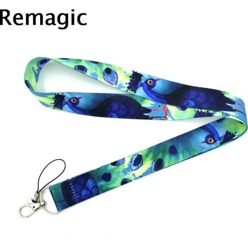 20pcs Peacock ferathers Neck Strap Lanyards ID badge card holder keychain Mobile Phone Strap Gift Ribbon webbing necklace