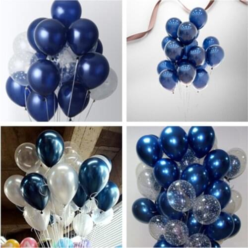 20pcs 10inch Night blue Latex Balloons with Gold Metallic Chrome Late Balloons for Wedding Decorations Birthday Party Globos