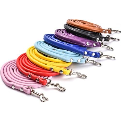 40PCS / LOT Pet Dog Leash Fashion Multicolor PU Round Rope Small And Medium-Sized Dog Leash Pet Supplies