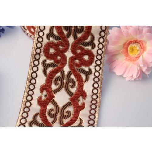 5yards/lot wide 11.5cm Woven Jacquard Ribbon classical design with fluff for curtain and clothing accessory brown beige LS-0164